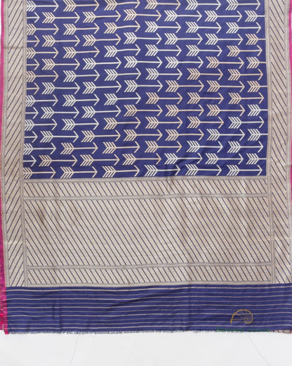 Navy Blue Handwoven Pure Kataan Kadhua Silk Benarasi Saree