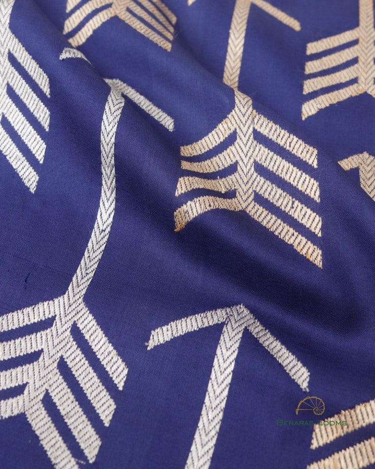 Navy Blue Handwoven Pure Kataan Kadhua Silk Benarasi Saree