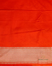 Load image into Gallery viewer, PRE-ORDER:Orange Handwoven Pure Kataan Silk Brocade Shikargah Jaal Benarasi Saree
