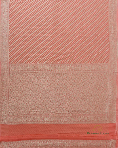 Peach Handwoven Pure Khaddi Georgette Saree