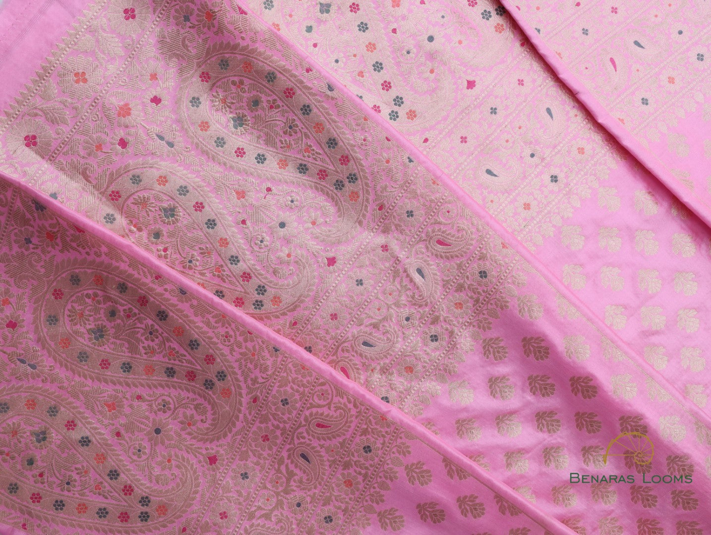 Eesha Light Pink Handwoven Pure Kataan Silk Banarasi Kalidar Lehenga
