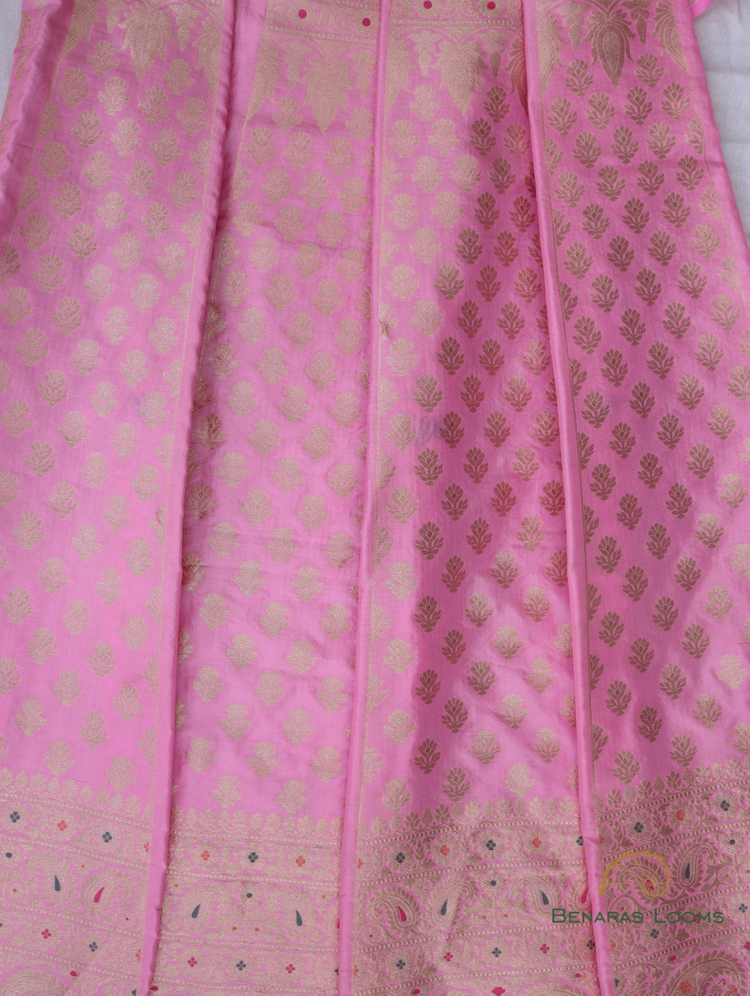 Eesha Light Pink Handwoven Pure Kataan Silk Banarasi Kalidar Lehenga