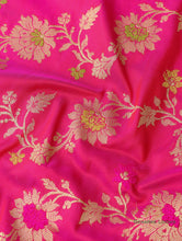 Load image into Gallery viewer, Pink Handwoven Banarasi Jangla Pure Silk Saree
