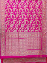 Load image into Gallery viewer, Pink Handwoven Pure Kataan Silk Kadhua Jangla Benarasi Saree
