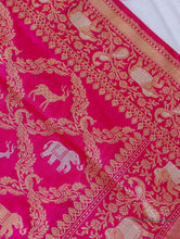 Load image into Gallery viewer, PREORDER - Pink Handwoven Pure Silk Shikargah Banarasi Saree
