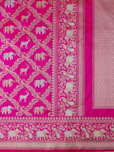 Load image into Gallery viewer, PREORDER - Pink Handwoven Pure Silk Shikargah Banarasi Saree
