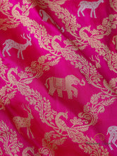 Load image into Gallery viewer, PREORDER - Pink Handwoven Pure Silk Shikargah Banarasi Saree
