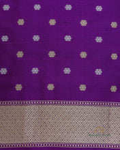 Load image into Gallery viewer, PRE-ORDER:Purple Handwoven Pure Kataan Silk Buti Jaal Banarasi Saree
