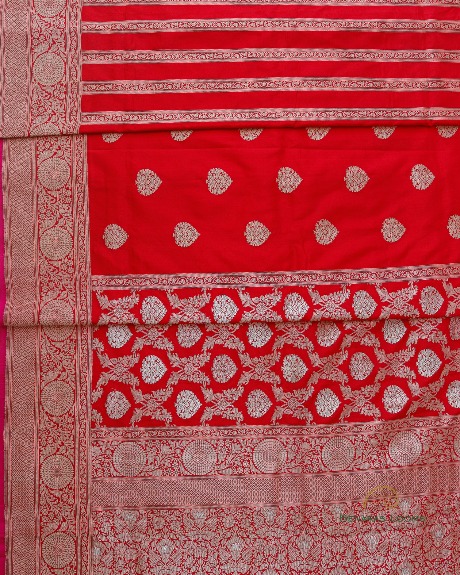 Red Handwoven Pure Kataan Silk Kadhua Jaal Benarasi Saree
