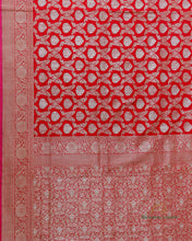 Load image into Gallery viewer, Red Handwoven Pure Kataan Silk Kadhua Jaal Benarasi Saree
