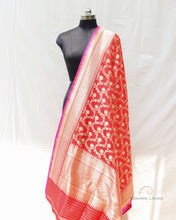 Load image into Gallery viewer, Red Handwoven Kadhua Jangla Banarasi Dupatta
