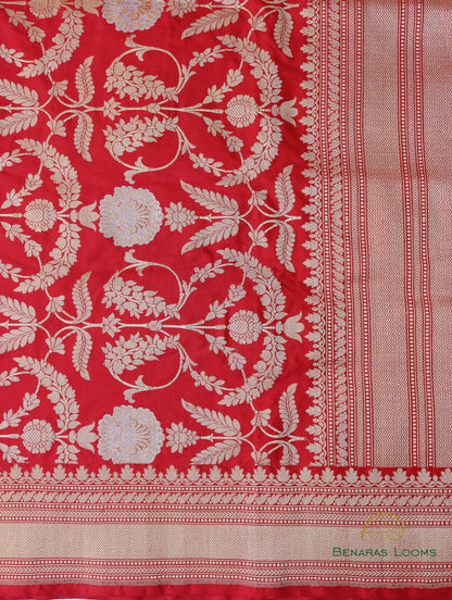 Red Handwoven Pure Kataan Silk Banarasi Saree