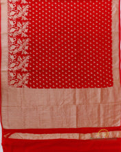 Load image into Gallery viewer, PRE-ORDER:Red Handwoven Pure Georgette Shikargah Banarasi Saree
