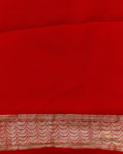 Load image into Gallery viewer, PRE-ORDER:Red Handwoven Pure Georgette Shikargah Banarasi Saree
