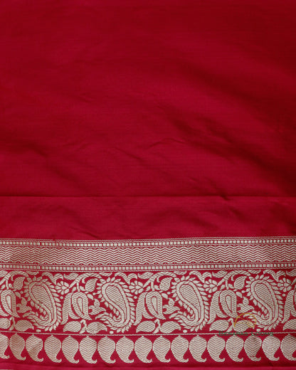 Maroon Handwoven Pure Kataan Silk Kadhua Floral Buti Banarasi Saree