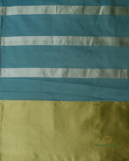 Teal Blue Handwoven Pure Kataan Silk Kadhua Buti Benarasi Saree