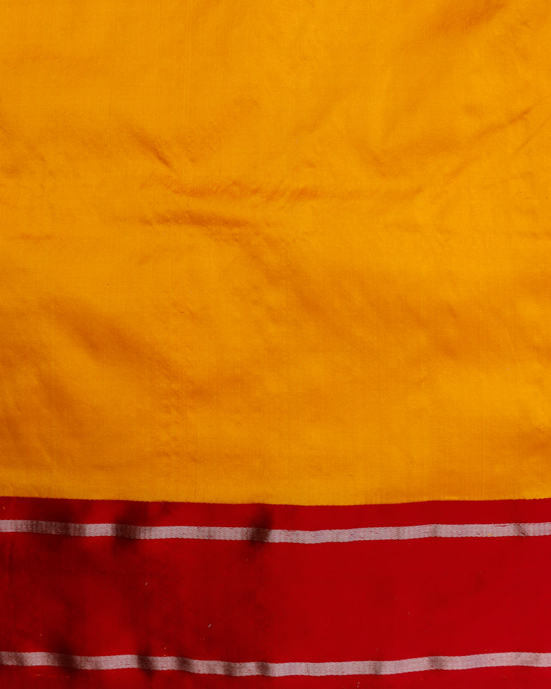 Yellow Handwoven Pure Kataan Silk Kadhua Buta Benarasi Saree